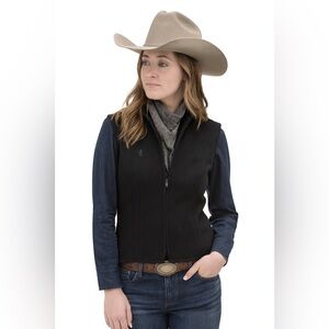 Wyoming Traders Womens Sierra Australian Wool Zip Up Ranch Wear Vest Large Black